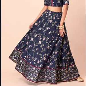 Navy floral jaal lehenga skirt